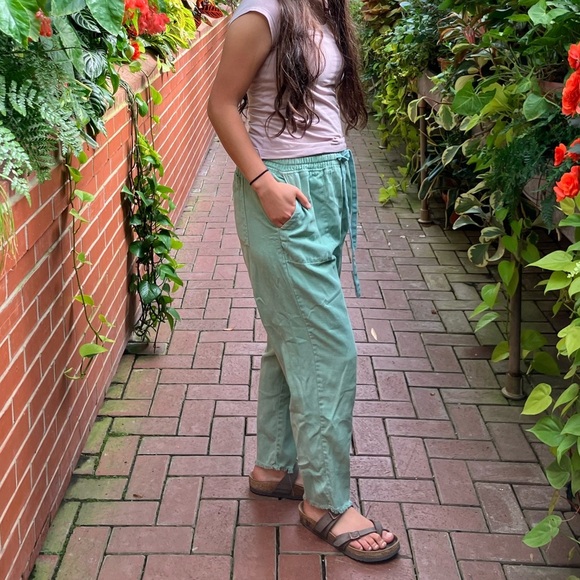 Zara Teal Green Raw Hem Jogger style pants Size: XS - Picture 10 of 10